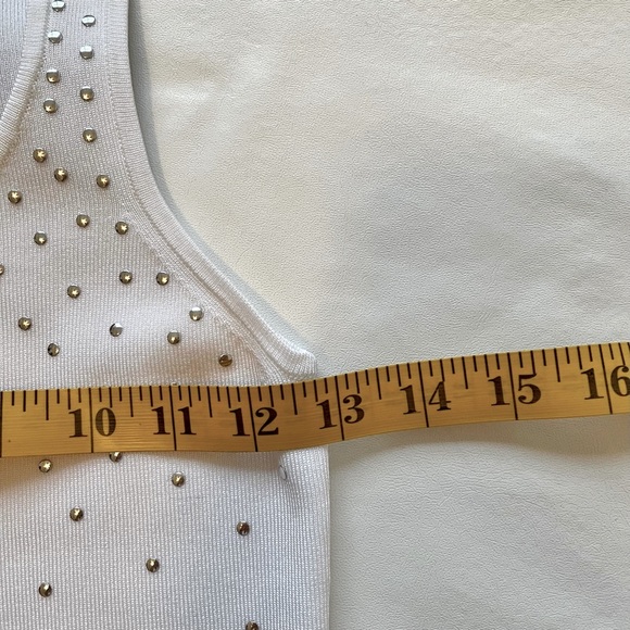 Dolce & Fabuloso White Embellished Scoop Neck Stretchy Tank Top S (Women’s) - Picture 5 of 7